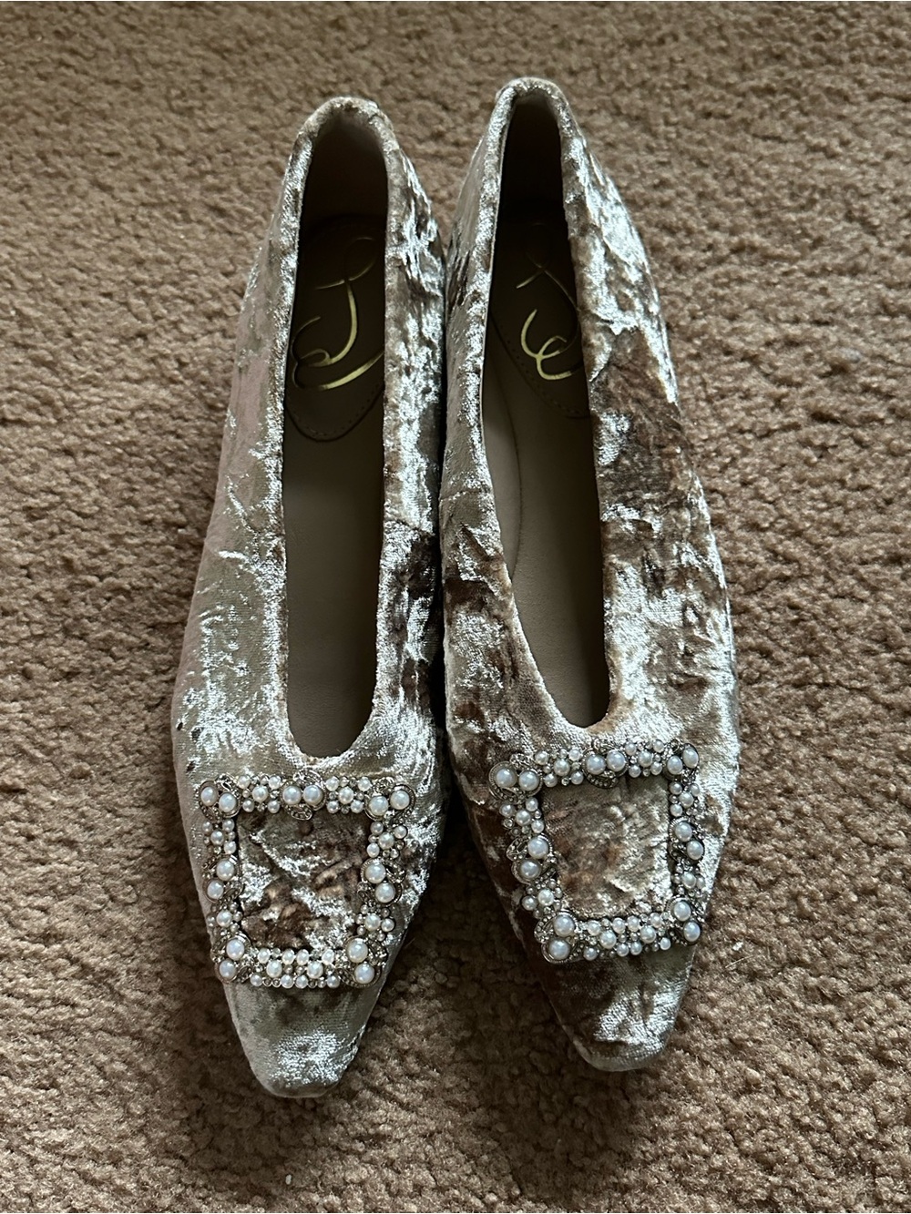 Sam Edelman Janina Velvet Pearl-Embellished Flats